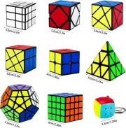 [8 Pack] Nitrocubes Speed Cube Carbon Fibre Rubix Pyraminx Megaminx GIFT Toy KID