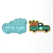 Vintage Truck with Carrots Cookie Cutter & Stamp |Car Rustic Easter Bunny Carrot