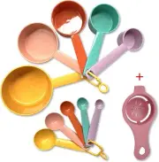 Plastic Measuring Cups And Spoons Set - 10 Pcs Colorful Kitchen Measuring Tool,