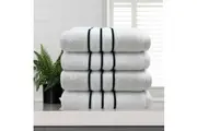 Amor Classic Dobby Stripe Super Soft Premium Cotton White Face Washer 4 Pack