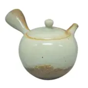 Teapot Kyusu Tokoname - ISSHIN - White - 300 ml cc - Stainless Mesh - Ash Glaze