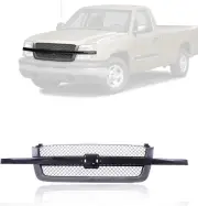 Front Grille Grill Black Center Bar with Gray Mesh Insert Compatible with 2003-2