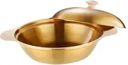 COLLBATH Stainless Steel Cooking Pot with Lid Versatile Metal Wok for Stir Fry Seafood and Hot Pot Design with Double Handles for Easy Handling