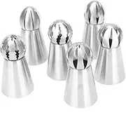 Russian Piping Tips 6 Pcs/Set, Messar Stainless Steel Russian Piping Ball Tips Frosting Icing Piping Nozzles Set Flower Cake Decorating Tips Kit for DIY Baking Cake Decorating Supplies (6 Pcs)