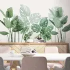 Boho Tropical Plants Wall Decals Living Room, Natural Palm Tree Monstera Leaf W