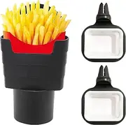 Car Sauce Holder With 2pcs Mini Dip Clips - Food Grade PP French Fries Holder for Sauce Lovers and Kids