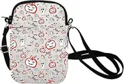 [BNQL] Halloween Crossbody Bag Halloween Gifts Halloween Boo Gifts Bag Halloween Passport Bag Sling Bag Ghost Boo Messenger Bag, White