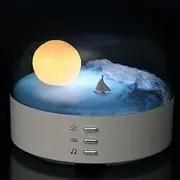 [ANJOGIFT] Elegant Moon Sea and Snow Mountain LED Night Light Music Speaker Lamp USB Type-C Rechargeable, Brightness Adjustable, Two Mode can be Switched, Ideal Bedroom Mood Light and Gift