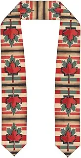 [SKKNT] Retro Canada Flag Pattern Print Graduation Shawl Stole For Academic Commencements Honor Sash Congratulations Gift