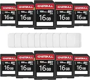 EASTBULL 16GB 10-Pack of SD Cards, Class 10 U1 V30 High-Speed 100MB/s Read SDHC Memory Card for Camera, with 10 Mini Cases and 2 Adapters (16GB, 10 in a Pack)