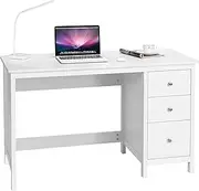 Giantex 3-Drawer Computer Desk, Multipurpose Study Desk w/Spacious Desktop, Compact Writing Desk, Modern Laptop Desk, Home Office Computer Workstation, White
