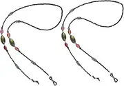 [BESTYASH] Elegant Eyeglass String Holder 2 Pcs Women's Glasses Cord Fashionable Acrylic Bead Glasses Retainer