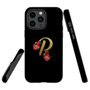 For iPhone 14 Pro Case Tough Protective Cover, Embellished Letter P