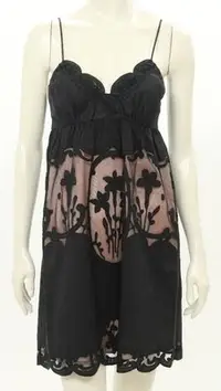在飛比找Yahoo!奇摩拍賣優惠-美國品牌Betsey Johnson 高腰優雅黑色布蕾絲洋裝