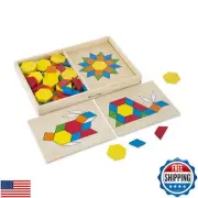 Melissa and Doug Pattern Blocks and Boards - Wooden Classic Toy With 120 Soli