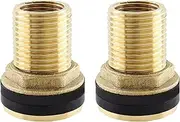Rierdge 2 Pcs Brass Bulkhead Fitting, 3/8" Female 1/2" Male Water Tank Connector with 2 Rubber Ring for Rain Barrels, Aquariums