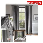 Luxurious Grey Velvet Blackout Curtains – 120 Inch Length for Privacy & Style