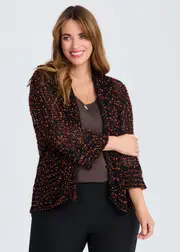[TS] Taking Shape Popcorn Pointelle Cardigan Size 14-16 in Orange / Black - Plus Size Women's Cardigans Orange / Black