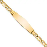 8 Inch 14K Anchor Soft Diamond Shape Id Bracelet