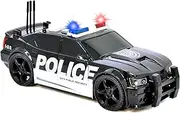 Friction Powered Police Car Toy Rescue Vehicle with Lights and Siren Sounds for Boys Toddlers and Kids, Pull Back 1:20 Diecast Vehicle Car