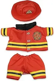 DolliBu Firefighter Dress Up Set for Teddy Bear Plush Toy - Firefighter Hat and Uniform Stuffed Animal Clothes Outfit Set, Cute Teddy Bear Costume Set with Fireman Helmet, Jacket and Pants - Large