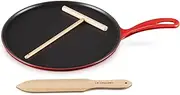 [Le Creuset] Enameled Cast Iron Crepe Pan with Rateau and Spatula, 10.75", Cerise