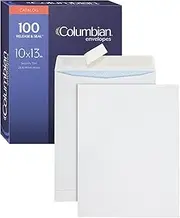 Columbian 10 x 13 Catalog Envelopes, Self Seal Closure, Security Tint, 28 lb White Wove, for Mailing Flat Letter Size Documents, 100 Per Box (COLO337)
