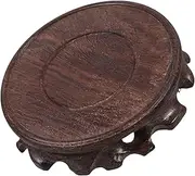 Yardwe Wooden Round Planter Stand Small Bonsai Holder Decorative Riser Base Accessory