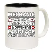 Mechanic V2 Caution Flying Tools & Offensive Language Likely Mug Cup