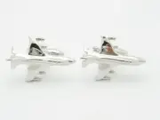 Platinum Sterling Silver Custom Hand Made F-16 Fighter Jet Design Cufflinks Gift