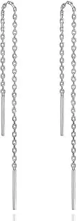[Generic] Sterling Silver Chain Drop Threader Earrings, Long Dangle Design
