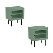 Oikiture 2X Bedside Tables Nightstand Storage Bed Side End Organiser Green