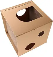 Square Cat Scratcher Cube Cardboard Kitten House Scratch Pad Multi-Functional Cat Lounge Bed for Resting