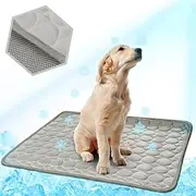 MeiLiMiYu Washable Dog Cooling Mat Ice Silk Pet Self Cooling Pad Blanket (28x22 in, Grey)