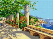 "A View of Amalfi" Printed Canvas for Cross Stitch Tapestry Gobelin 3126