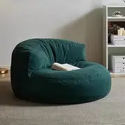 Bean Bag Chair Bean Bag Cover Chenille Single Lazy Sofa Cover Bean Bag Pouf Chair for Bedroom Living Room Garden, No Filler Kids Adults (Color : Dark Green, Size : Empty Cover)