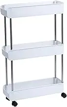 Labymos 3-Tier Rolling Utility Cart with Wheels Hook Multifunctional Storage Organization Shelves Portable Standing Shelf Service Cart Trolley for Kitchen Bathroom Office