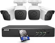 ANNKE 8CH 5MP Outdoor Home Security Camera System with 2TB Hard Drive, 4× 5.0MP (2560 X 1944)Wired Bullet CCTV Cameras, 8-Channel 3K Lite Video DVR Recorder for 24/7 Recording,100ft EXIR Night Vision