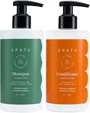 Arata Natural Damage Repair Duo For Women & Men With Hydrating Shampoo & Conditioner | All-Natural, Vegan & Cruelty-Free | Non-Toxic, Plant-Based Daily Damage Repair (Shampoo + Conditioner)