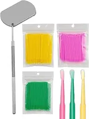 KGDUYC Cotton Buds - 300 Pieces Head Bendable Ultra Fine Microbrush Micro Brushes for Mini Brush Eyelash Extension Accessories for Makeup and Cleaning, Combine it with a Mirror