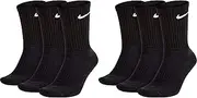 [Nike] Three Pack Everyday Cushion Socks Black, Black, Medium