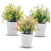 8.85 Inch 3 Pack Small Fake Plants Artificial Potted Plants Faux Plants Indoor