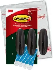 Command Outdoor Large Bronze Hooks, Holds up to 5 lb, 3 Hooks Large,