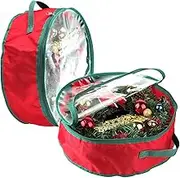 2Pcs Christmas Wreath Storage Bag,20 Inch Portable Artificial Wreaths Organizer Container with Dual Zippered, Transparent Window & Handles for Holiday Ornament Christmas Wreath Storage