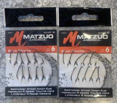 2 Packs Matzuo Offset Down Eye Baitholder Hooks Size 6