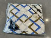 Vintage Sheets Interlock Pacific Double Bed Fitted Sheet Blue White Brown NOS