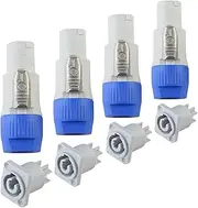 (Pack of 4) 3-Pin AC Powercon Male and Female Head Connectors for Power Input or Output Jacks for Stage Light and Speakers