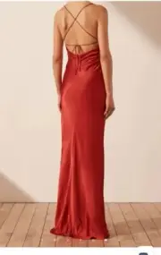 Shona Joy Red Satin Maxi dress. Size 10. Backless/crossback.