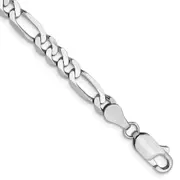 8 Inch 14K White Gold 5mm Flat Figaro Chain