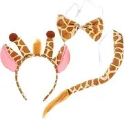 [LIFKOME] Animal Hair Tie Giraffe Headband Ears Set Bow Tie for Kids Party Cosplay